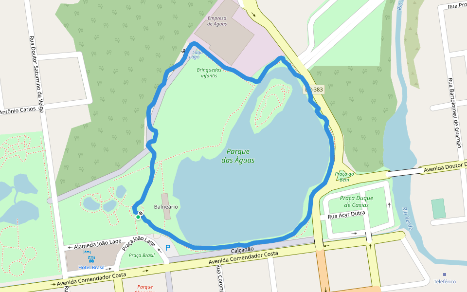 Parque das Águas walking route map in São Lourenço