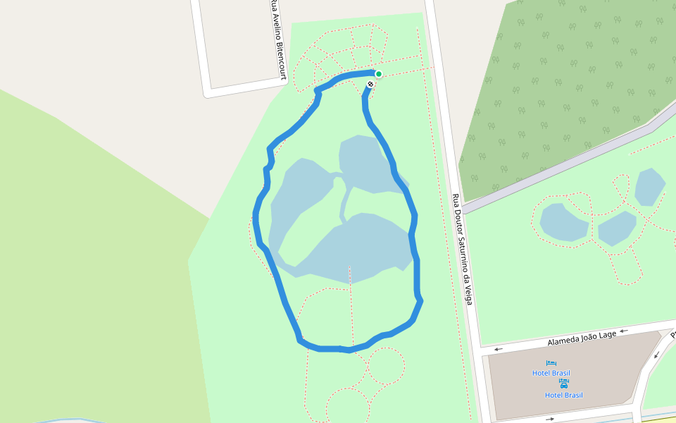 Parque das Águas walking route map in São Lourenço