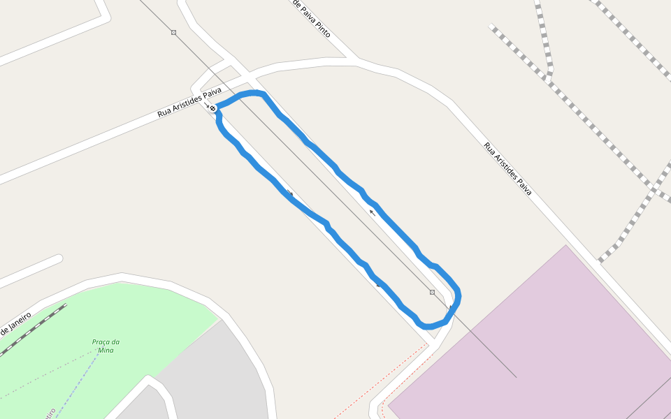 Praça da Mina walking route map in Varginha