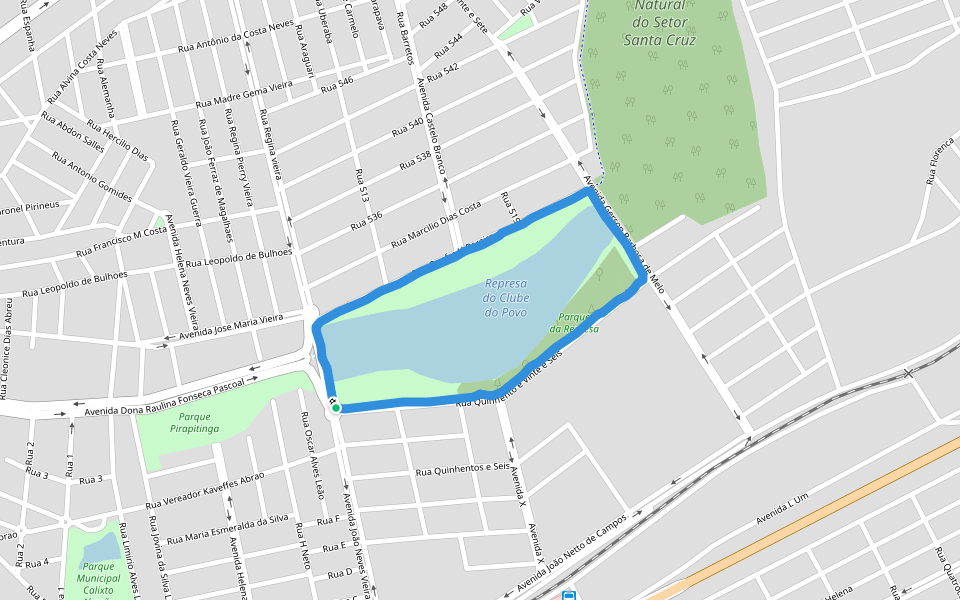 Represa do Clube do Povo walking route map in Catalão