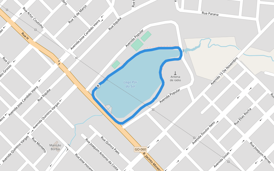 Lago Pôr do Sol walking route map in Iporá