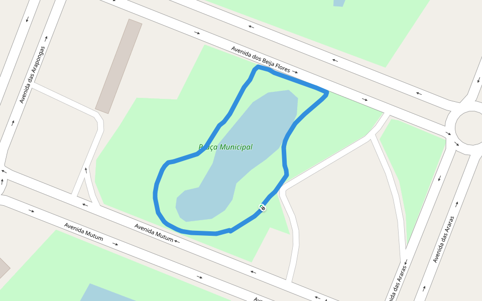 Praça Municipal walking route map in Nova Mutum