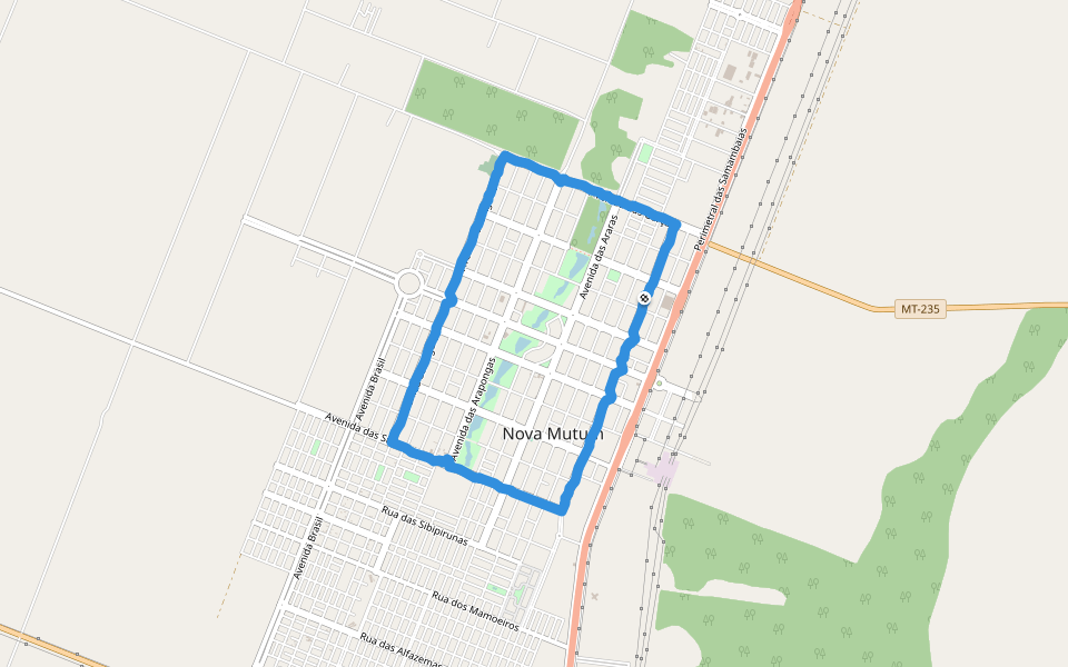 Parque Municipal walking route map in Nova Mutum