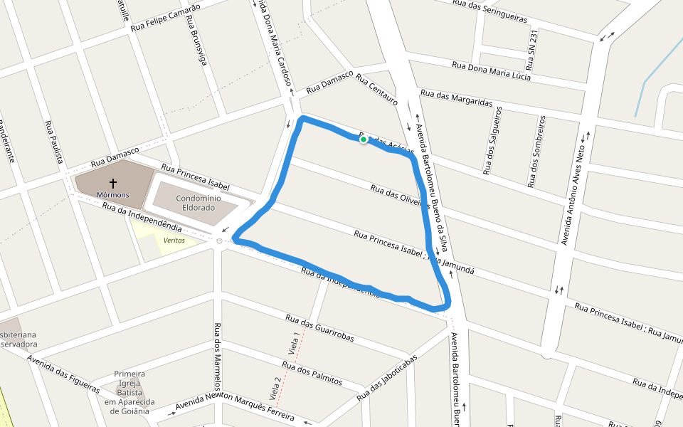 Rua da Independendia walking route map in Aparecida de Goiânia