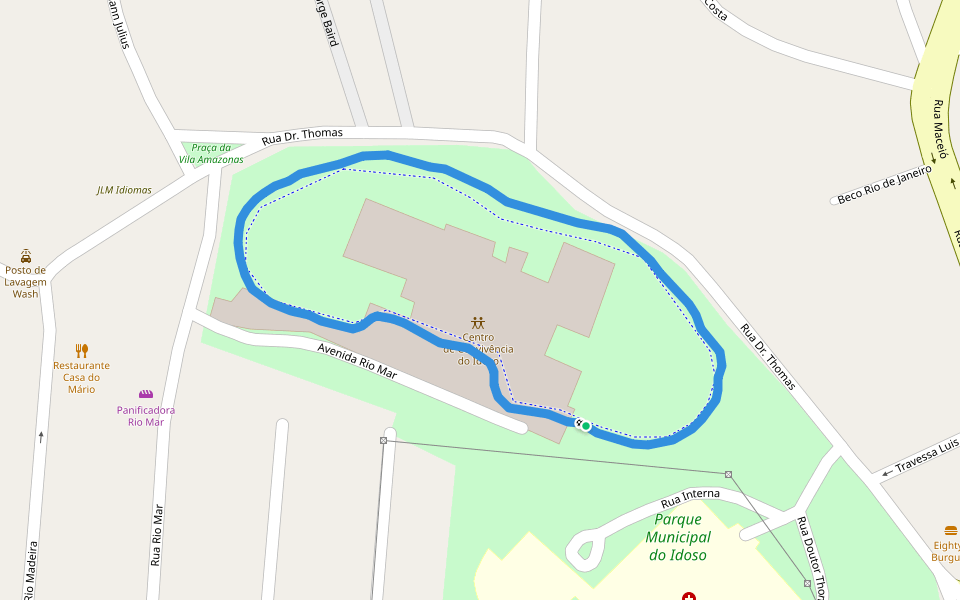 Parque Municipal do Idoso walking route map in Guajará