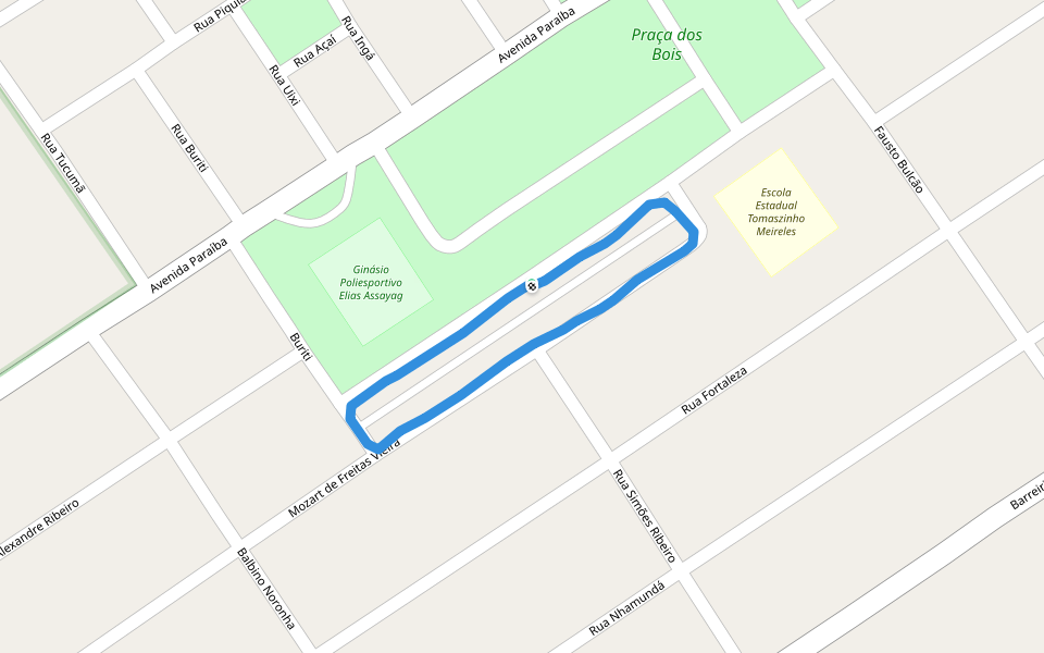 Praça dos Bois walking route map in Parintins