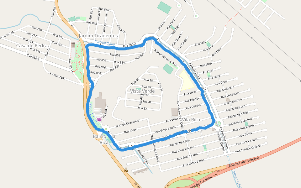 Praça Eternos Amigos walking route map in Volta Redonda