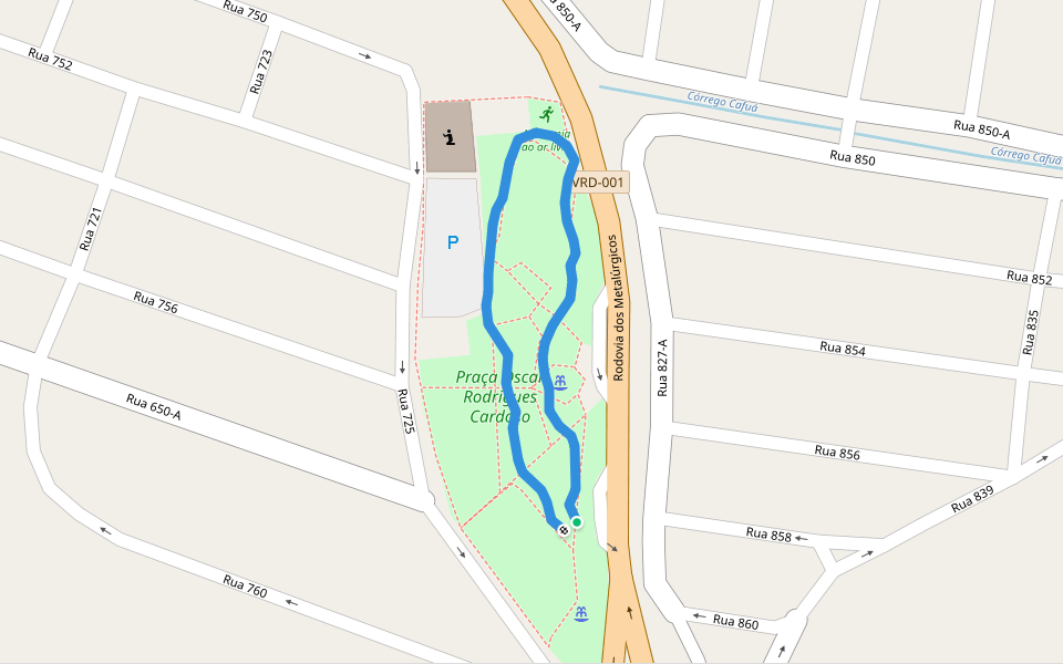 Praça Oscar Rodrigues Cardoso walking route map in Volta Redonda