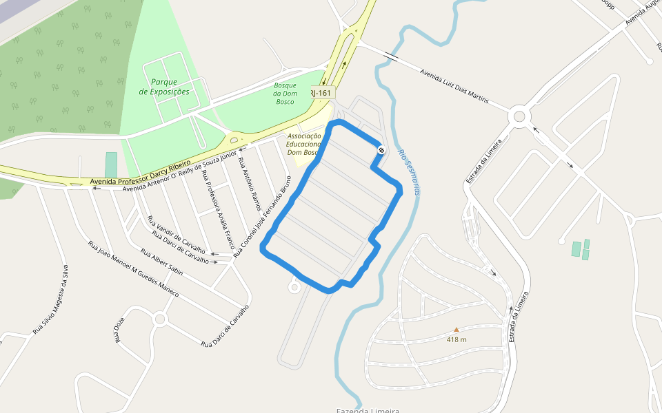 Associação Educacional Dom Bosco walking route map in Resende