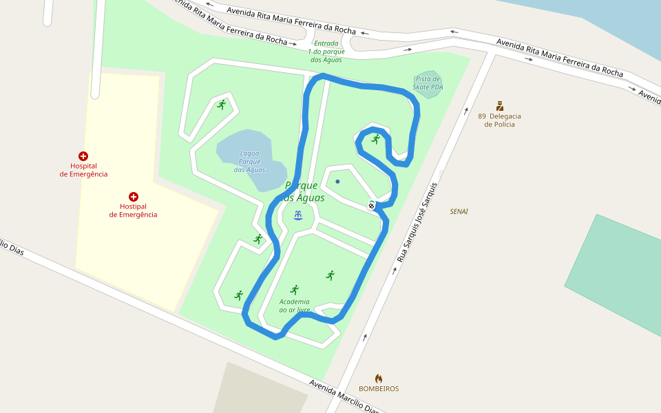 Parque das Águas walking route map in Resende