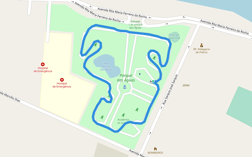Parque das Águas walking route map in Resende