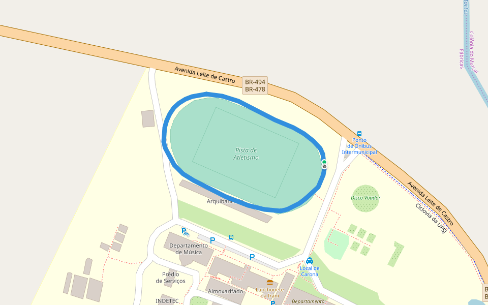 Pista de Atletismo walking route map in São João del Rei