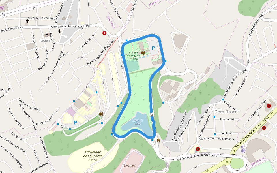 Parque da reitoria da UFJF walking route map in Juiz de Fora