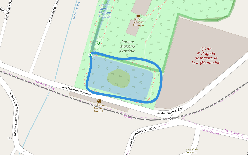 Parque Mariano Procópio walking route map in Juiz de Fora