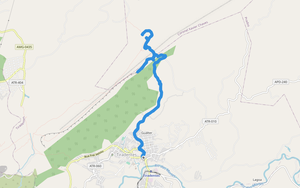 Serra de São José walking route map in Tiradentes