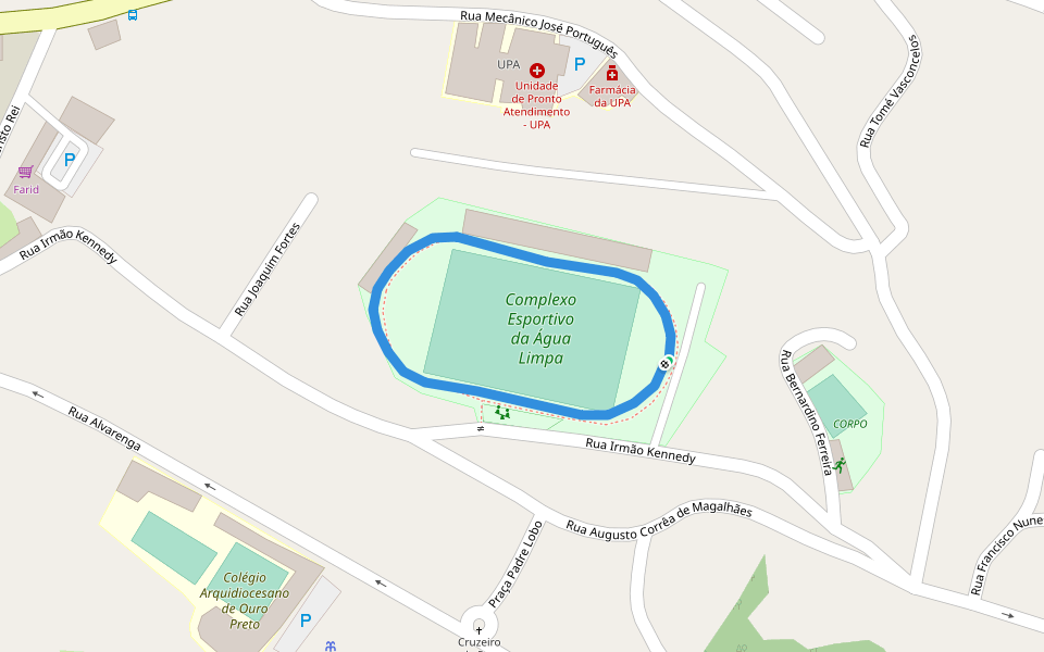 Campo da Água Limpa walking route map in Ouro Preto