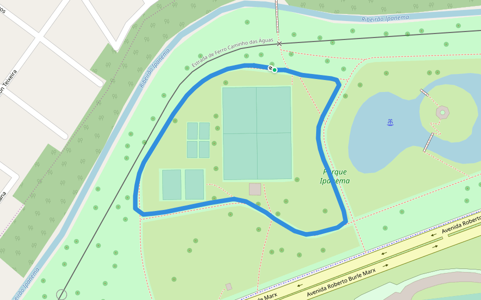 Parque Ipanema walking route map in Ipatinga