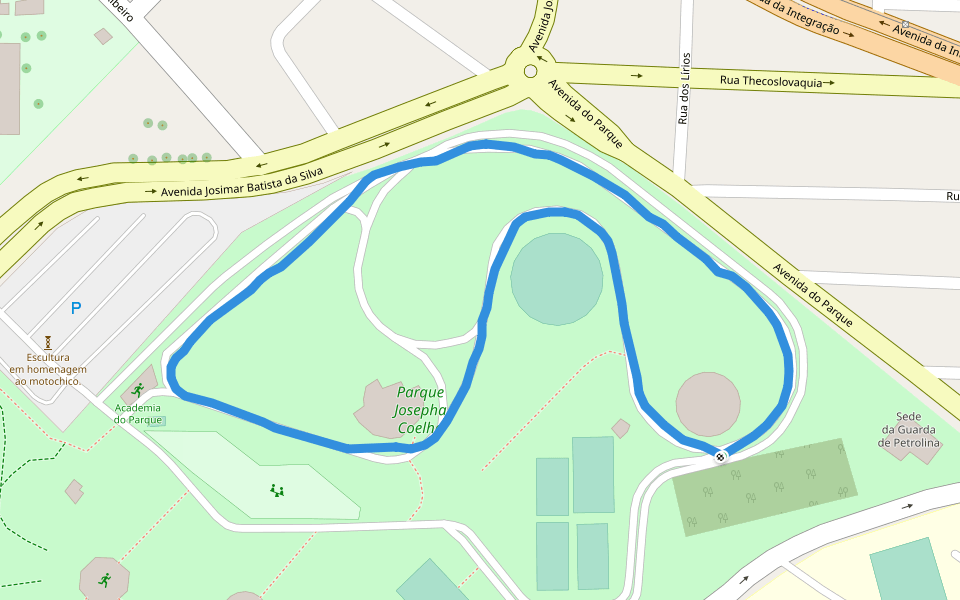 Parque Josepha Coelho walking route map in Petrolina