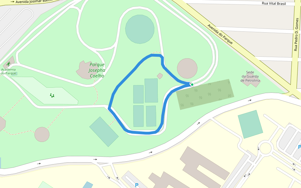 Parque Josepha Coelho walking route map in Petrolina