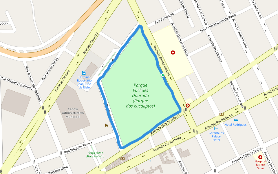Parque dos Eucaliptos (Euclides Dourado) walking route map in Garanhuns