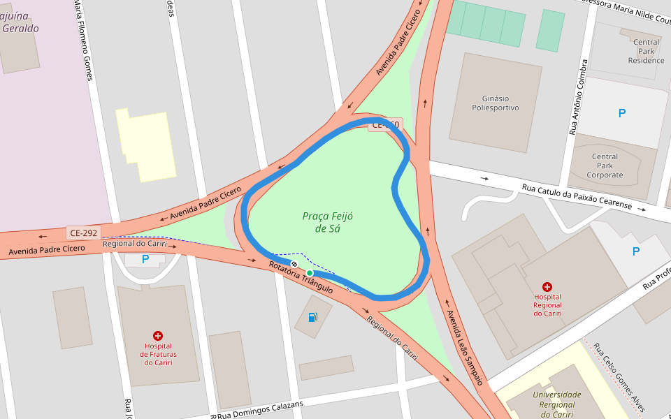 Praça Feijó de Sá walking route map in Fortaleza