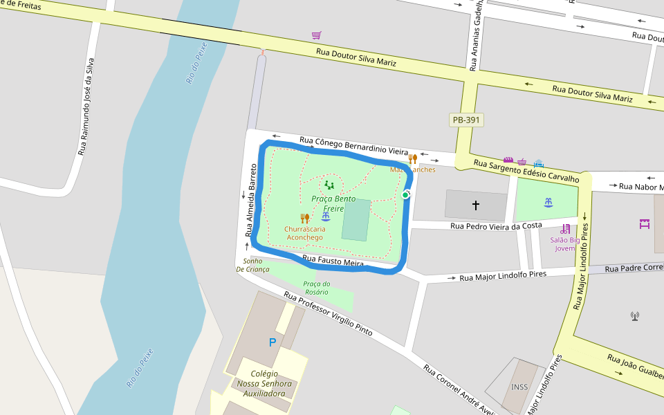 Praça Bento Freire walking route map in João Pessoa