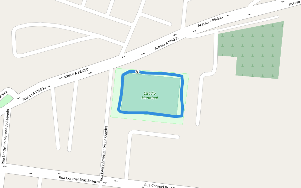 Estádio Municipal walking route map in Vertentes