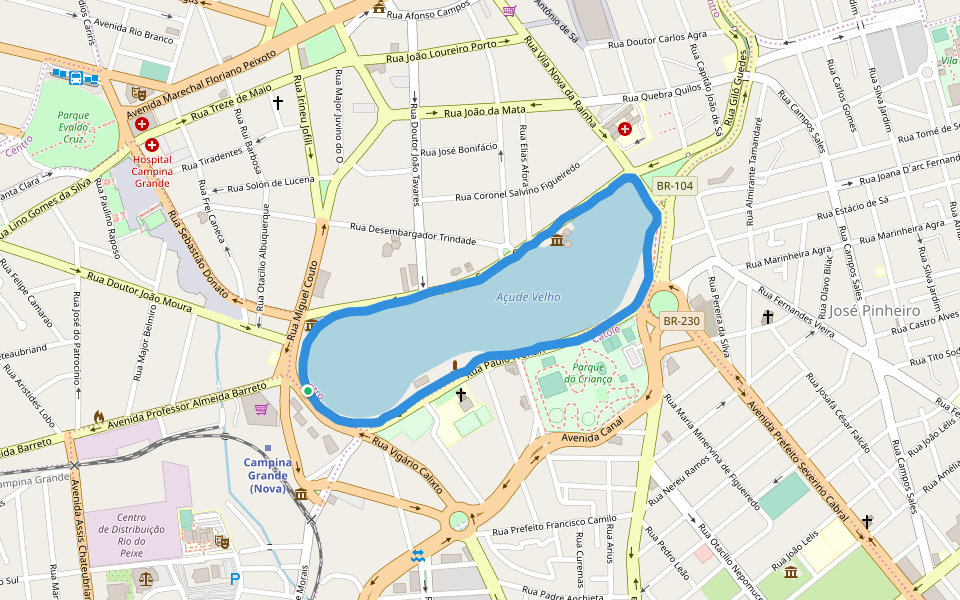 Açude Velho walking route map in João Pessoa