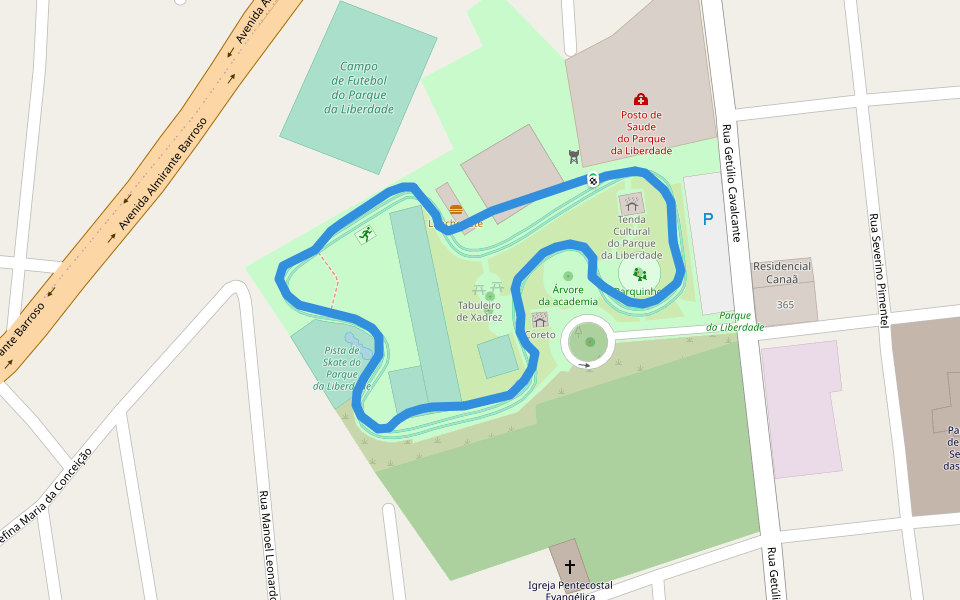 Parque da Liberdade walking route map in João Pessoa