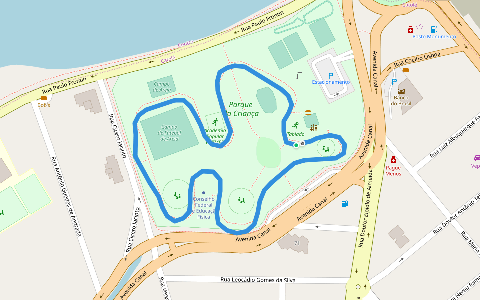 Parque da Criança walking route map in João Pessoa