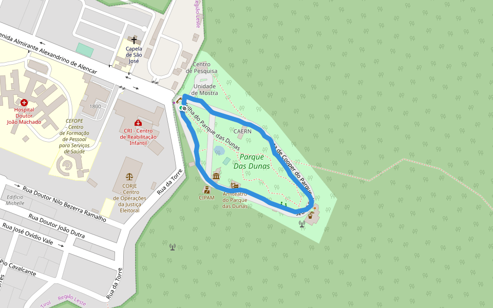 Parque Das Dunas walking route map in Apodi