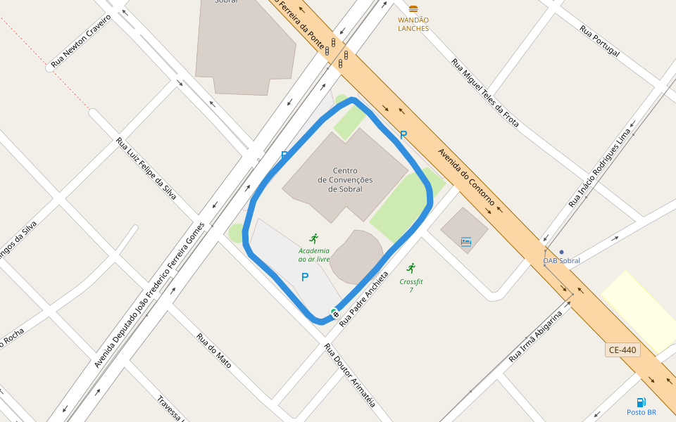 SENAI Sobral walking route map in Sobral