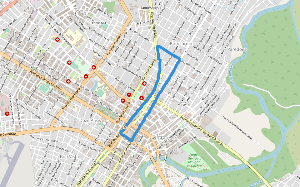 Estação das Artes walking route map in Mossoró