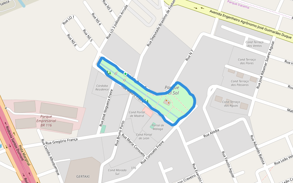 Praça do Parque Del Sol walking route map in Fortaleza
