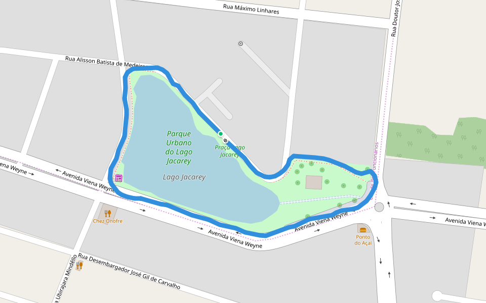 Praça Lago Jacarey walking route map in Fortaleza