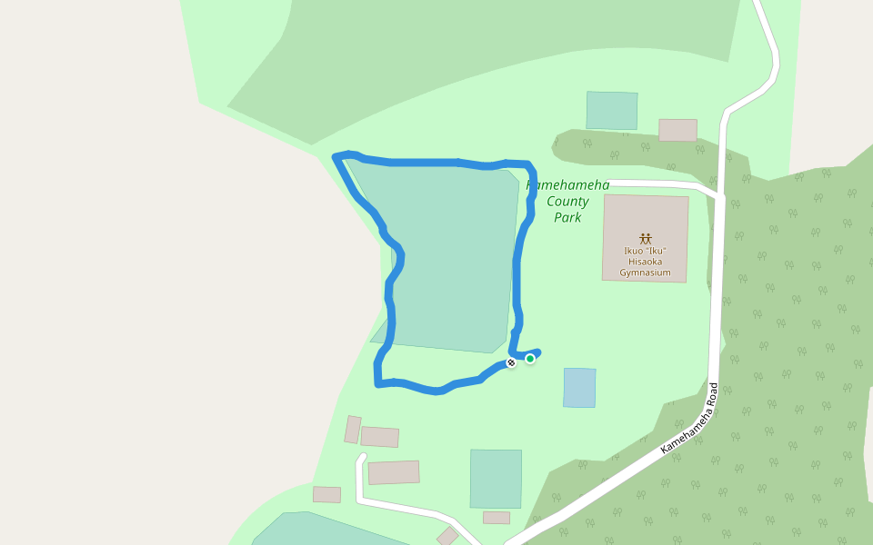 Kamehameha County Park walking route map in Kapaau