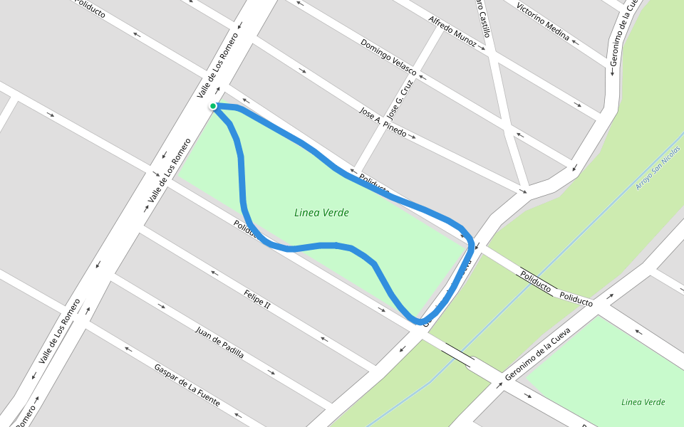 Linea Verde walking route map in Aguascalientes