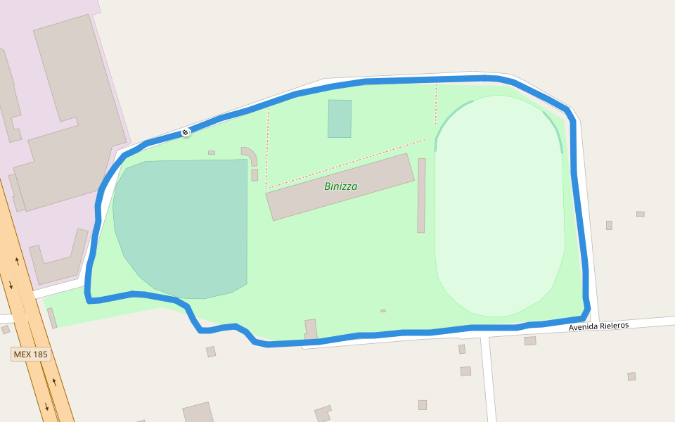 Binizza walking route map in Juchitán de Zaragoza