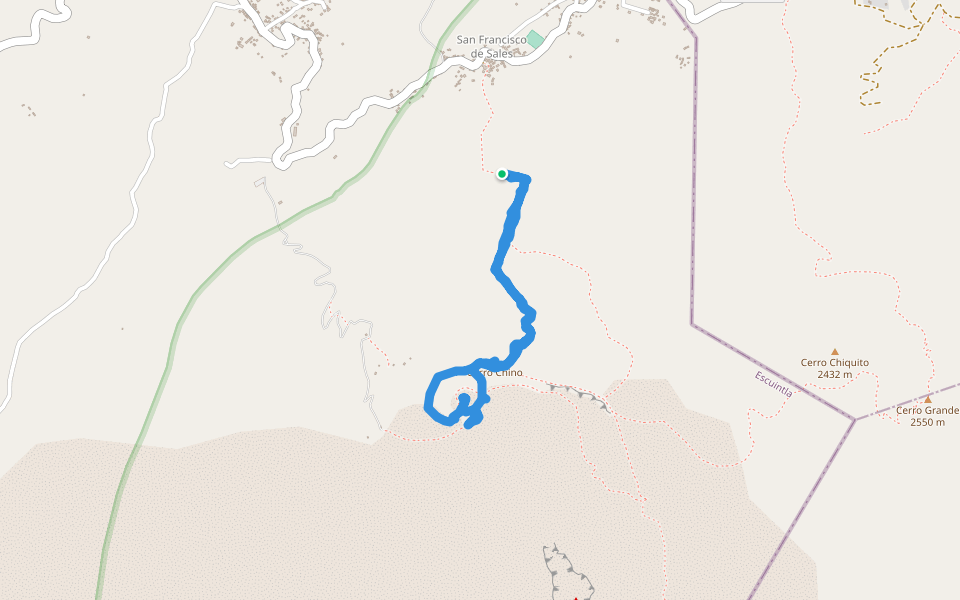Cerro Chino walking route map in Bejucal