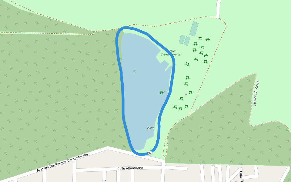 Parque Nacional Sierra Morelos walking route map in San Mateo Oxtotitlán