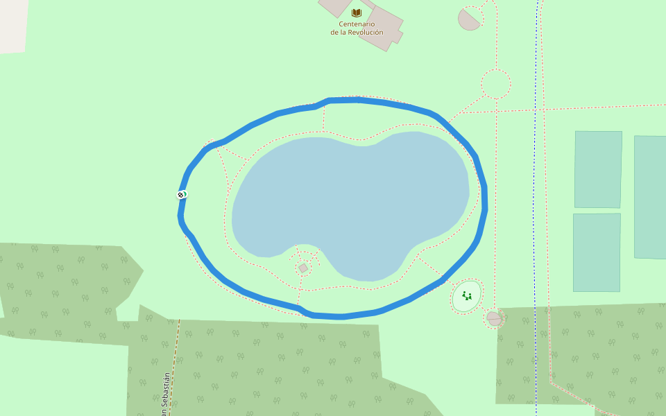 Parque Ambiental Bicentenario walking route map in Llano Grande