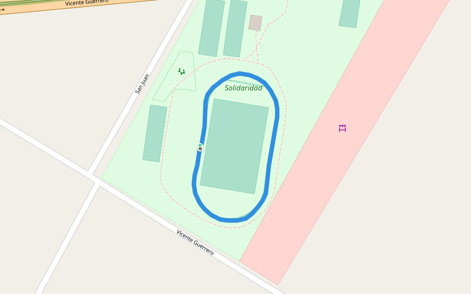 Solidaridad walking route map in Chalco de Díaz Covarrubias