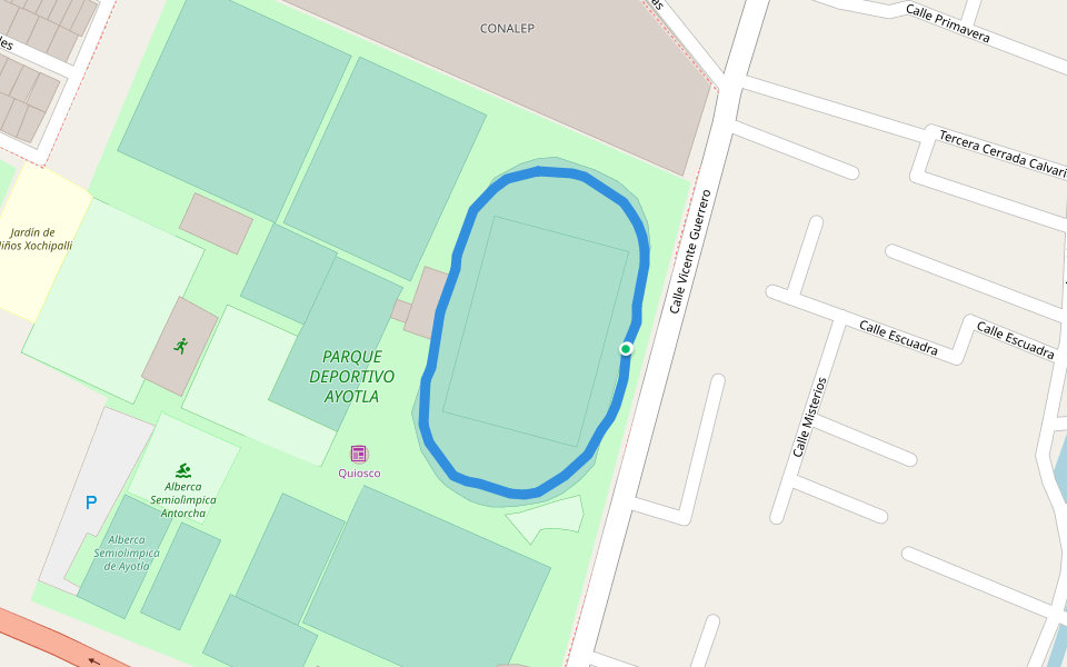 PARQUE DEPORTIVO AYOTLA walking route map in Ixtapaluca