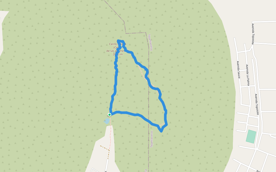 Cerro Azteca (Cerro de las promesas) walking route map in Tepetitlán