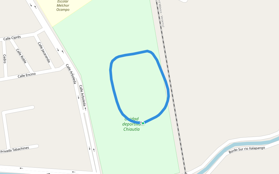 Unidad deportiva Chiautla walking route map in Chiautla