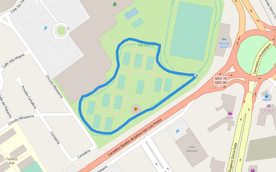 La Loma walking route map in San Luis Potosí