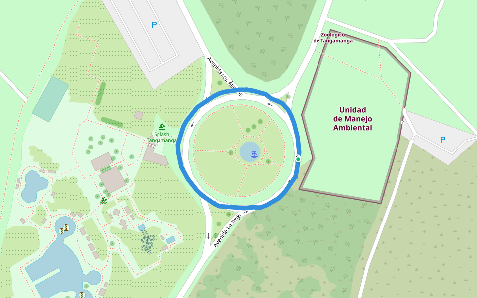 Parque Tangamanga walking route map in San Luis Potosí