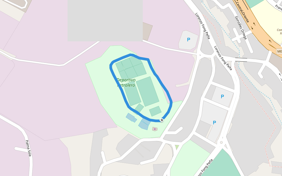 Deportivo Petrolero walking route map in Poza Rica de Hidalgo