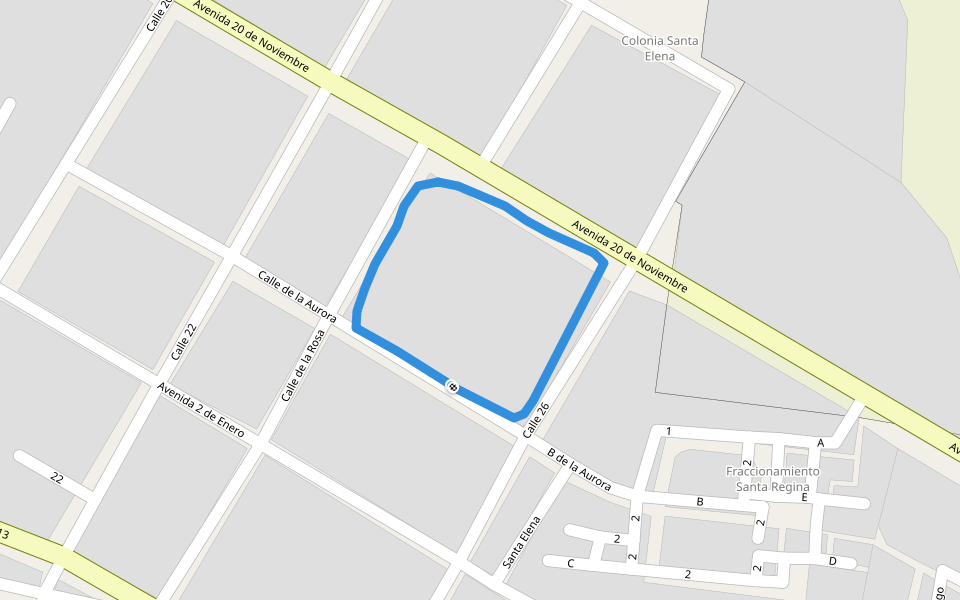 Ejido Arroyo del Maiz walking route map in Poza Rica de Hidalgo