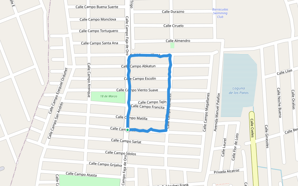 18 de Marzo walking route map in Ciudad Madero